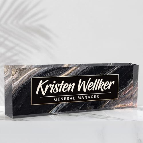 Desk Name Plate Personalized Name Plate for Desk, Office Desk Decor, 3D Style Personalized Plaque Name Plates for Desks Custom Appreciation Gifts for Boss Lady Employee Coworkers (Gilded Black) by Ueedklaayy