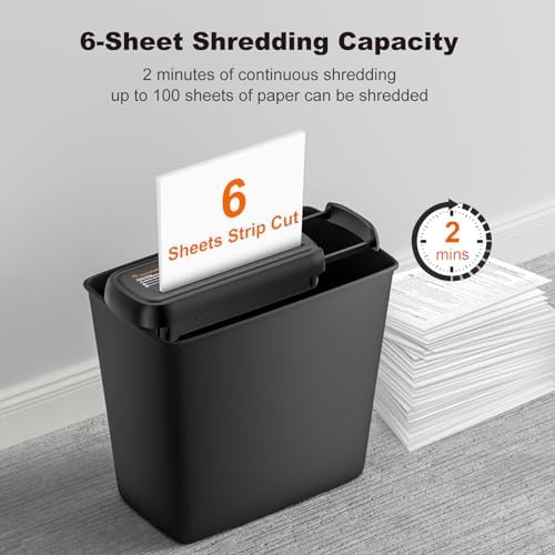 Bonsaii 6-Sheet Small Strip Cut Paper Shredder for Home,Without Basket - Image 2