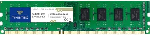 Timetec 8GB DDR3 1333MHz PC3-10600 Non-ECC Unbuffered 1.5V CL9 2Rx8 Dual Rank 240 Pin UDIMM Desktop Memory RAM Module Upgrade (8GB) by Timetec