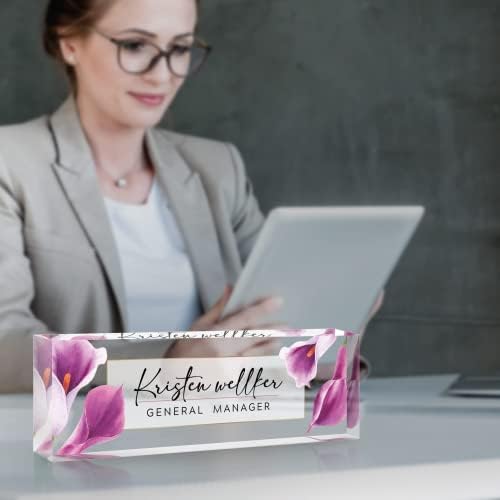 Desk Name Plate Personalized,Premium Clear Acrylic Desk Name Plate,Personalized Name Plate for Desk, Office Decor for Women or Men Coworkers, Boss, Employee, Teacher, Social Worker (Style-Purple)… - Image 3