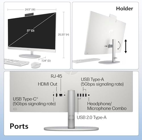 HP 27” FHD Touchscreen All-in-One – Everything to Just Work, Intel Core Ultra 7 155U, 32GB DDR5, 1TB SSD, Free Web Office, HDMI & Ethernet, Windows 11 Pro, USB-C Docking Station Included - Image 4