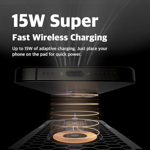 POUT H3 SplitMax 3-in-1 Wireless Charging Mouse Pad – Fast Qi Charger, Mousepad Mat, and Magnetic Tray Organizer – Compatible with Smartphones and Earbuds (Palette Cream) - Image 5