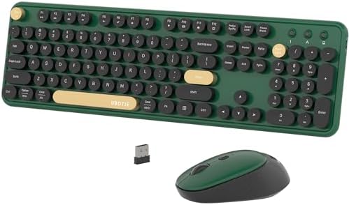 Colorful Wireless Computer Keyboards Mouse Combos (Green-Black) by UBOTIE