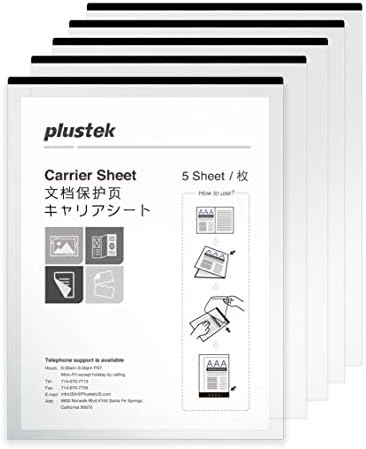 Plustek A4 / Letter Size Document Carrier Sheets - (Pack of 5) by Plustek