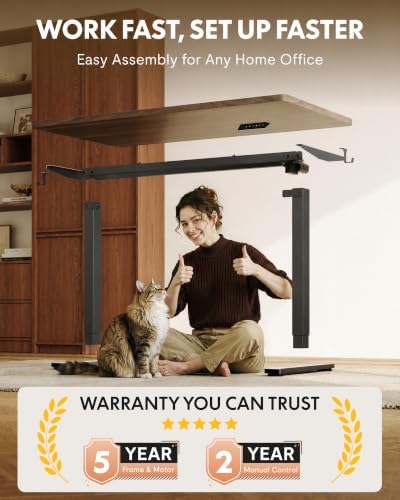 FLEXISPOT EN1 48"x24" One-Piece Standing Desk, Black Walnut (Black Frame) - Image 4