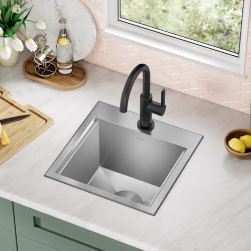 KRAUS Kore 15-Inch Drop In/Top Mount Workstation 16 Gauge Single Bowl Stainless Steel Bar Kitchen Sinks with Accessories - Image 2