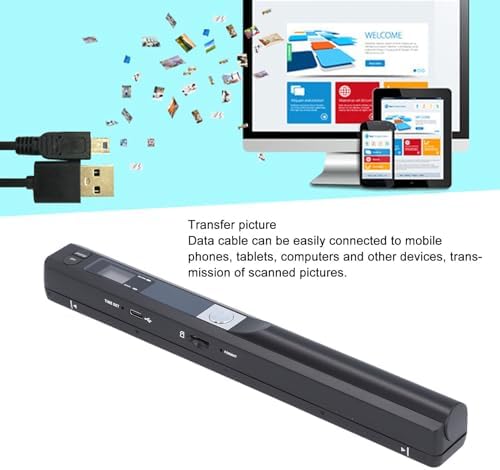 Portable Document Scanner Portable Scanner for A4 Documents Photo Pictures Receipt 8.27 Inch 900DPI Color Mobile Handheld Scanner Wand for Home Travel Office (Black) - Image 5