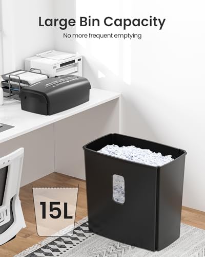 Locksworth 8-Sheet Micro Cut Paper Shredder P-4 High Security for Home Office Use with Handle, Shreds Credit Card/Staple 4 Gallons(Black) Visual Window Wastebasket - Image 6