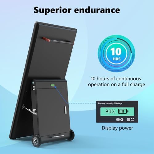 55 Inch Outdoor Digital Signage Kiosk, IP65 Waterproof Portable A-Frame LCD Display with Rechargeable Battery, 2000-Nit Auto-Brightness and Impact-Resistant Screen for Retail Store - Image 3