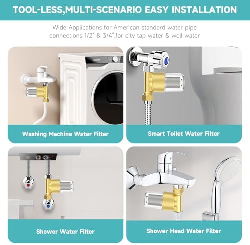 Washing machine water filter, capable of filtering out impurities of 40 microns in water, protecting household appliances. Suitable for water heaters and showers, (aurichalceous) - Image 2