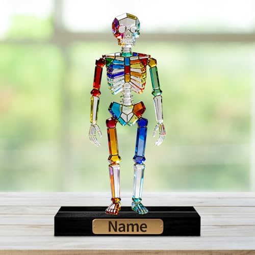 Personalized Acrylic Human Skeleton Anatomical Decoration Colorful Flat Figurine with Custom Name Plate Halloween & Anatomy Desktop Ornament,Gifts for Anatomy Enthusiasts Medical Students - Image 2