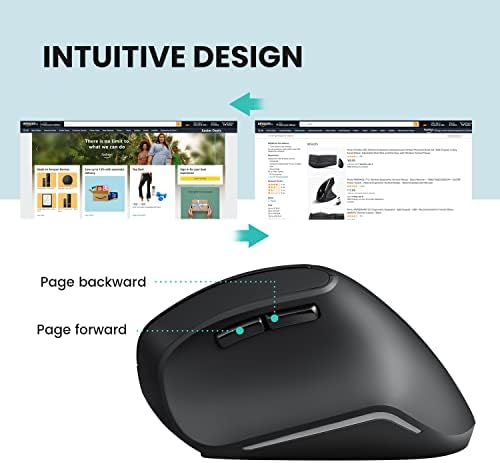 Perixx PERIMICE-804 Bluetooth Vertical Mouse, Bluetooth Connection for Windows and Android System, Works Without USB Receiver, Black - Image 6