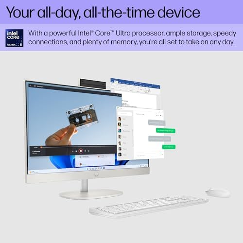 HP 23.8 inch All-in-One Desktop PC, FHD Touchscreen, Intel Core Ultra 5 125U, 8 GB RAM, 512 GB SSD, Intel Graphics, Windows 11 Home, Shell White, 24-cr1170 (2025) - Image 3