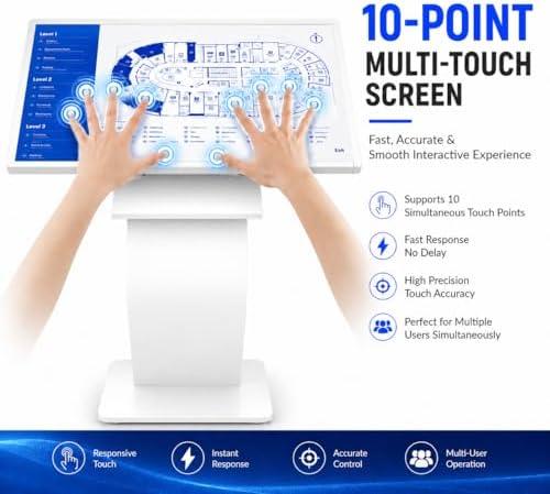32 inch Touch Screen Kiosk, Install APP, Browser Search, Digital Signage Kiosk, K-style Stand Digital Signage Display, Interactive Display for Mall Navigation/Self-Ordering/Advertising/Retail Store - Image 5
