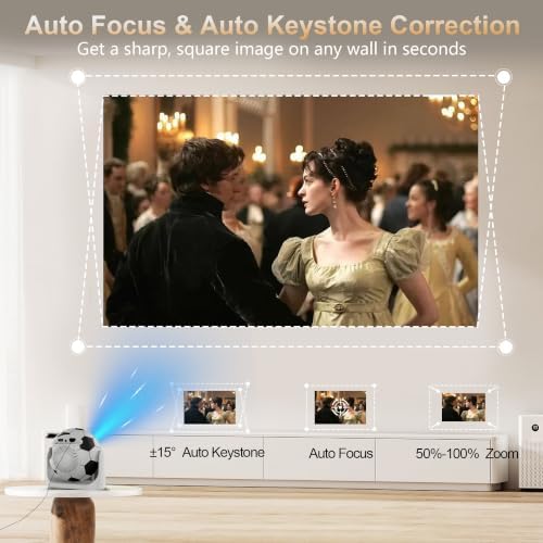 Mini Projector with WiFi and Bluetooth, Football Design, 200 ANSI Lumens 4K - Image 4