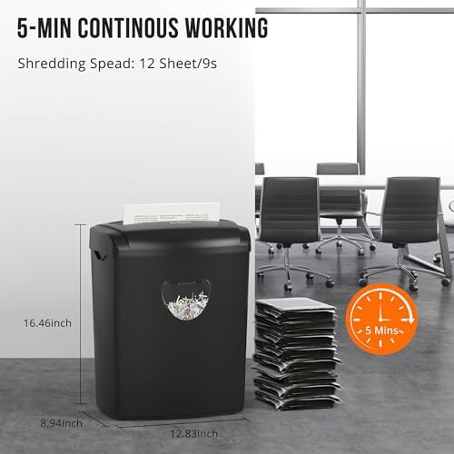 Suntiko 12 Sheet Home Office Cross Cut Shredder Black - Image 4
