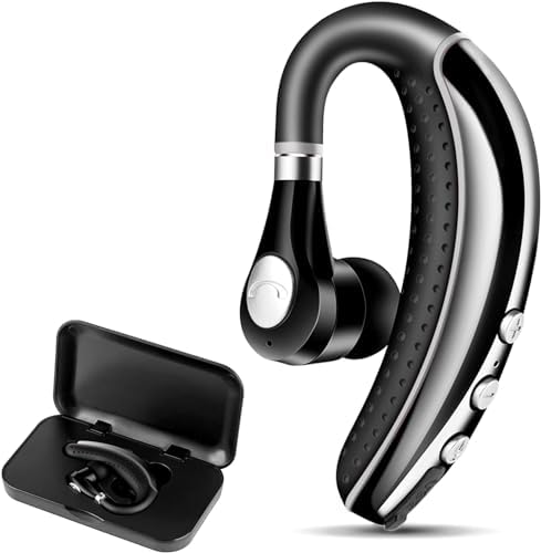 Bluetooth Headset V5.0 Wireless Bluetooth Earpiece with Noise Canceling Mic for Cell Phone Ultralight Business Earphone for Driving/Trucker/Office Earbus for Android/iPhone/Smartphone-Grey by LSAPT