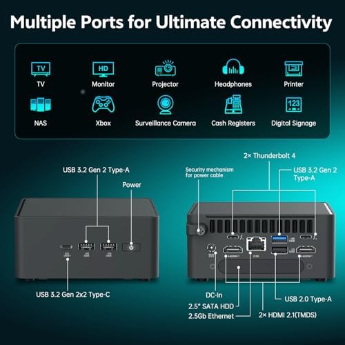 ASUS NUC 15 Pro AI Mini PC, Intel Series 2 Ultra 5 225H (14C/14T, Up to 4.9GHz), 64GB DDR5 RAM, 1TB PCIe SSD, Win 11 Pro, Intel Arc 130T GPU, Thunderbolt 4, WiFi 7, Wireless KB & MSE, Docking Station - Image 4