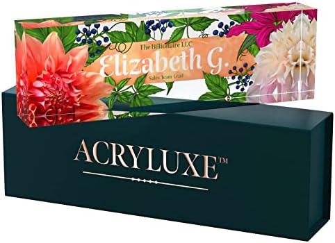 Desk Name Plate Personalized, Custom Name Plates 2½/x8 Inches, Thick Crystal-Clear Acrylic, Gift Box, Office Desk Decor. USA Made by ACRYLUXE (Haute) by MySignCenter