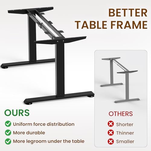 Veken 63"x28" Wider Large Standing Desk, Electric Height Adjustable, Brown - Image 6
