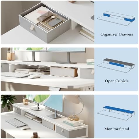 Klicelor 48 x23 Inch Electric Standing Desk with Drawers, Adjustable Height Small Sit Stand Desk for Home Office, Compact Computer Workstation with Storage– White - Image 4