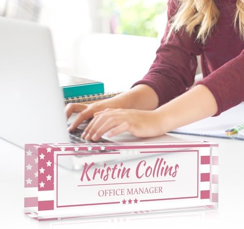 Custom Name Plate for Desk, Personalized Desk Name Plate on Clear Acrylic Glass, Appreciation Gifts for Teacher Employee Boss Coworkers Nurse, Office Desk Accessories for Women Men (Dusty Pink) - Image 3