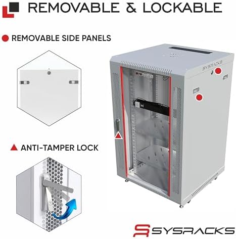 18U Wall Mount Server Rack Cabinet 24” Deep, 19” Network & AV Enclosure for Home Lab with Fan, PDU, 2 Shelves, Locking Glass Door - Image 5