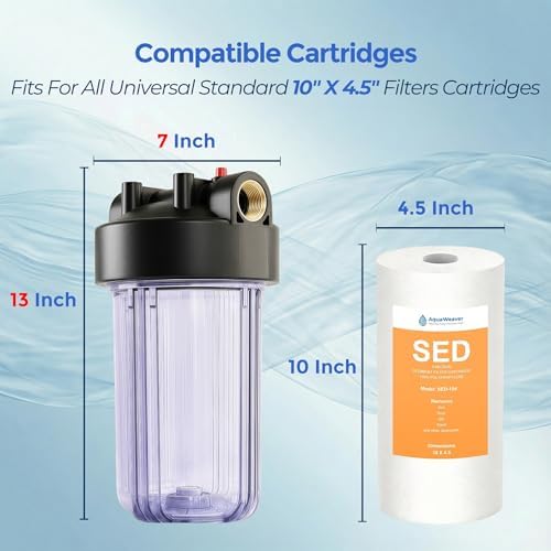 WH-C10HD 10" x 4.5" Whole House Water Filter Housing, Clear - Image 3