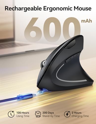 TECKNET 2.4G Wireless Ergonomic Vertical Mouse(USB Receiver, Rechargeable) - Image 5