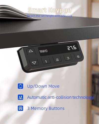 YIHAYO Electric Standing Desk, 55 x 24 Inches Stand Up Desk with Splice Board, Adjustable Height Desk, Computer Desk for Home Office, Black Frame/Black Top - Image 6
