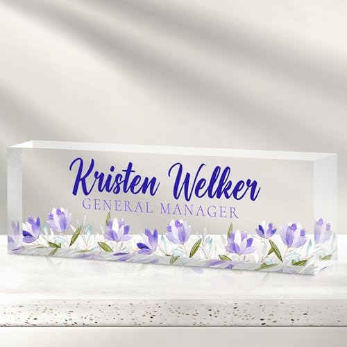 Custom Office Name Plate for Desk - Desk Name Plate Personalized Gifts for Coworkers, Boss, Employees, Teacher, Nurse - Office Desk Decor for Women Men - Employee Appreciation Gifts (Purple Violet) by Cryphart-CustomGiftExpert