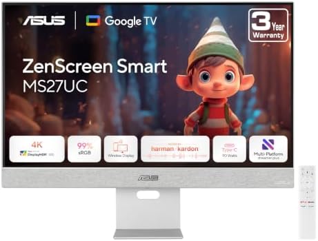 ASUS ZenScreen MS27UC 27 Inch 4K Smart Monitor, Speaker, HDMI, USB-C 90W by Unknown