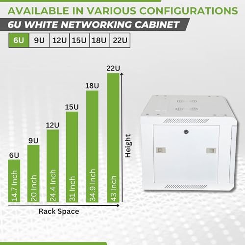 NavePoint 6U Network Cabinet with Glass Door – 6U Wall Mount Server Cabinet White 19” Rack for IT Equipment, AV Devices, Networking Equipment –23” Deep Server Rack Enclosure - Image 3