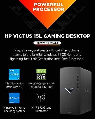 HP Victus 15L Gaming Desktop - 12th Gen Intel Core i5-12400F, 2.50 GHz - 8 GB SDRAM, 512 GB M.2 SSD - NVIDIA GeForce RTX 3050 - Windows 11 Home, Wi-Fi 6 & Bluetooth, 9 USB Ports (TG02-0021, 2022) - Image 2