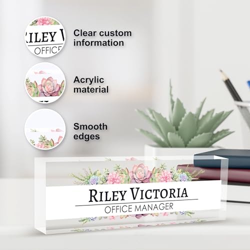 Personalized Name Plate for Desk, Custom Desk Name Plate, Acrylic Name Plate Office Desk Accessories, Personalized Office Gifts for Coworkers Teachers, Employee Appreciation Gifts (A-Victoria) - Image 3