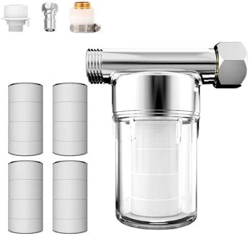 Brass pre-filter for Water Filtration, Compatible with Dishwashers, Washing Machines & Water Heaters,T-Shape Sediment Filter (Cotton core + 4 cores) by Unknown