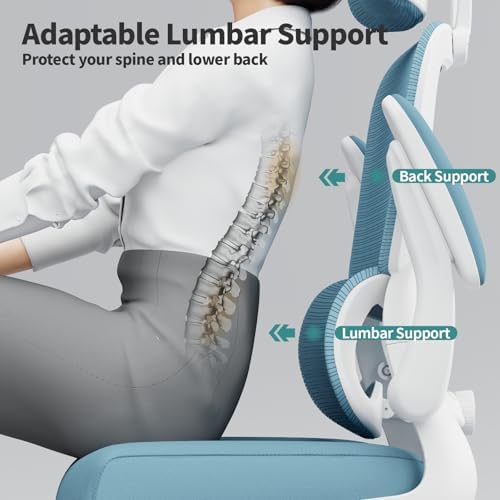 TRALT Office Chair Ergonomic Desk Chair with Lumbar Support Sky Blue, 1 - Image 5