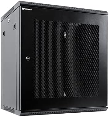 RackPath 12U Wall Mount Server Cabinet Network Rack Enclosure, Quiet Cooling Fan, Perforated Door, Black by RackPath