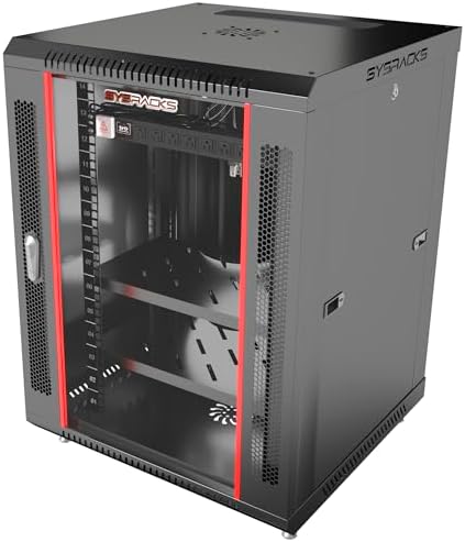 Sysracks 15U Wall Rack Mount Server 18" Deep Network Cabinet, Server Rack with Fan, Removable Side Panels, Locking Glass Door 19" Computer Cabinet Enclosure Network Rack Case 15.450 - Image 4