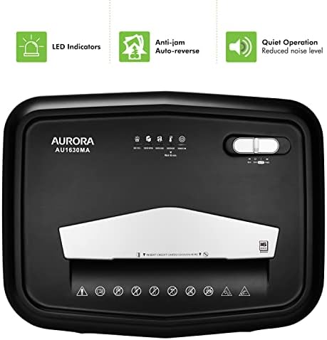 Aurora AU1630MA Anti-Jam 16-Sheet Micro-Cut Paper and CD/Credit Card Shredder/ 10 Minutes Continuous Run Time - Image 5