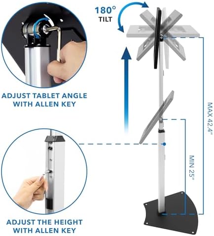 Mount-It! Anti-Theft iPad Floor Kiosk, Height Adjustable, VESA 75x75 Mount - Image 5
