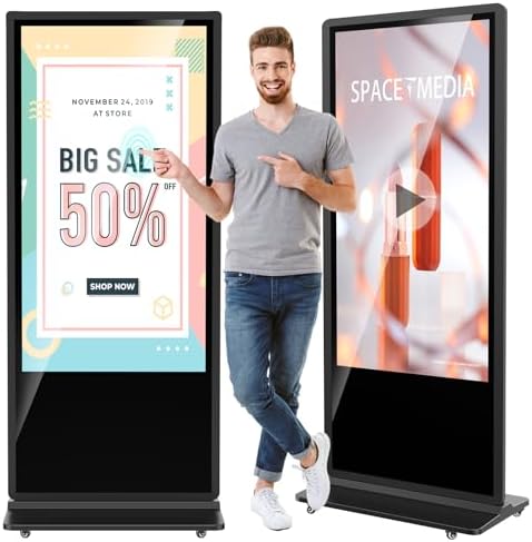 65 Inch 4K Touchscreen Digital Signage,Indoor Floor Standing Digital Kiosks & Interactive Displays,Commercial Advertising LCD Totem Android System Auto Media Player HDMI Input,Free Custom Logo,Black by HomePage