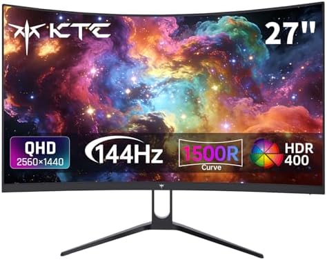 KTC H27S5C 27 Inch Curved Gaming Monitor, 1440P QHD 144Hz Monitor, HDR 400 by KTC