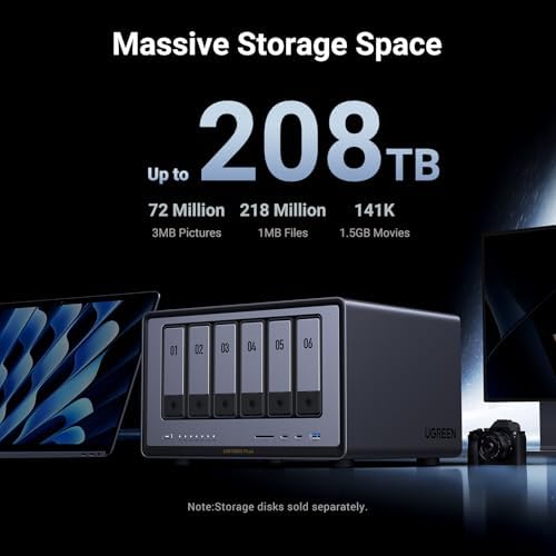 UGREEN NAS DXP6800 Plus 6-Bay Desktop NAS, Intel i3 1215u 6-Core CPU - Image 2