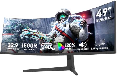 Gawfolk 49 inch Ultra-Wide Curved Gaming 240Hz Monitor, DQHD PC Screen by Gawfolk