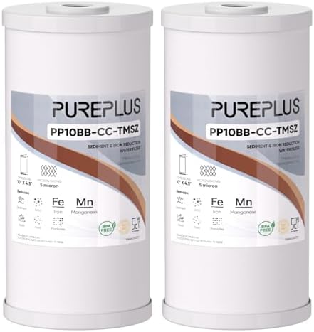 PUREPLUS 10" x 4.5" Whole House Iron Reducing Sediment Water Filter,2PACK by PUREPLUS