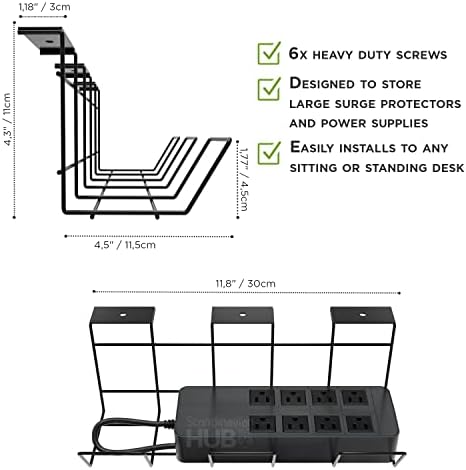 Scanfield Under Desk Cable Organizer Wire Tray, Set of 2x12 inch, Black - Image 4