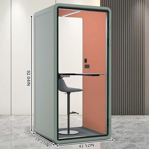 Office Sound Booth with Audio Privacy - Indoor Privacy Sound Isolation Booth with Magnetic Lock Sliding Glass Door,Lighting,Socket, Modern Soundproof Room for Meeting (42.52IN) - Image 2