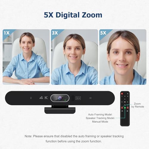 Conference Room Camera, 4K AI Conference Webcam with Microphone and Speaker - Image 5