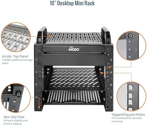 Tecmojo 4U Network Rack, 10 inch Mini Server Rack with 2 Side Translucent Panels & 2 Top Handles, 7.87 inch Deep, for 10 inch IT Equipment & A/V Devices, Black - Image 3